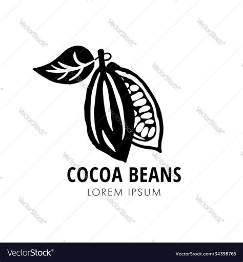 Monochrome cocoa beans logo chocolate Royalty Free Vector