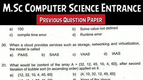 Msc Computer Science Entrance Previous Question Paper 2019