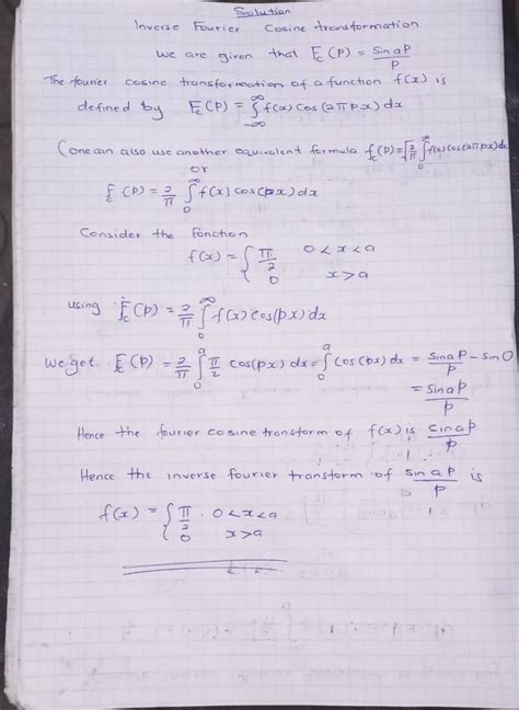 Solved Find The Inverse Fourier Cosine Transform Of S Course Hero