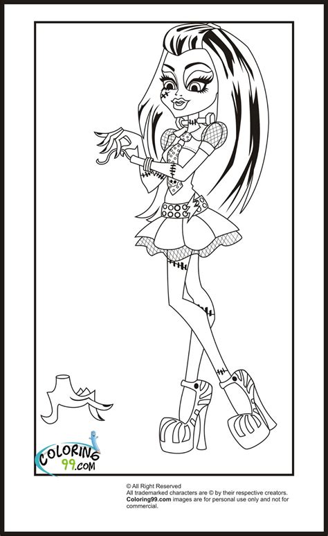 Monster High Frankie Stein Coloring Pages Team Colors