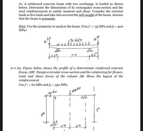 Solved A A Reinforced Concrete Beam With Two Overhangs Chegg