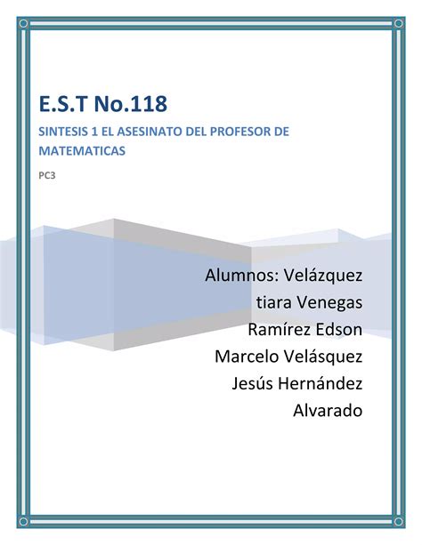 Sintesis Uno El Asesinato Del Profesor De Matematicaz Pdf Descarga