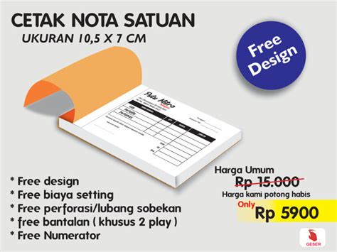 Paket Hemat Cetak Nota Ukuran X Cm Rangkap Invoice Bon Surat