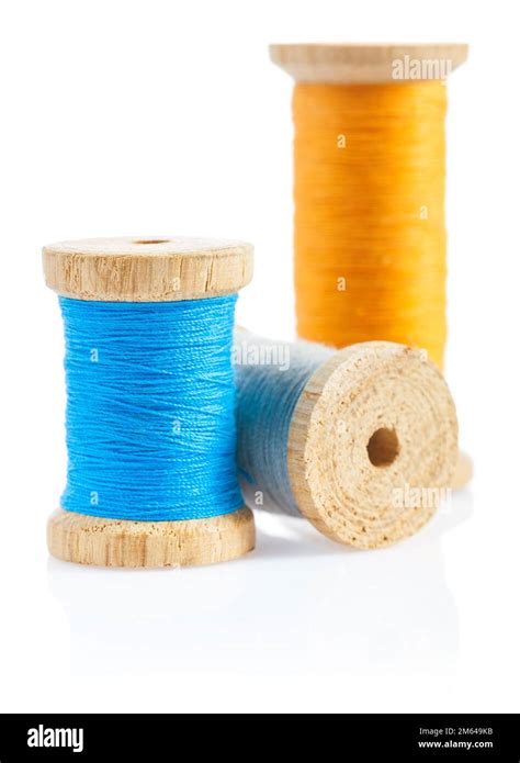 Wooden Sewing Bobbins Stock Photo Alamy