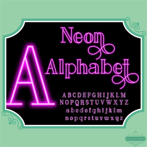 Neon Script Line Glow Effect Alphabet PNG Clip Art Letters Etsy