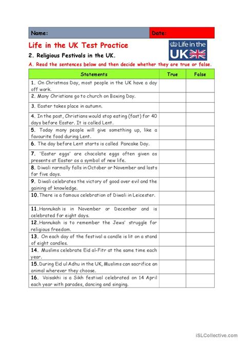 Life In The Uk Test Practice English Esl Worksheets Pdf Doc