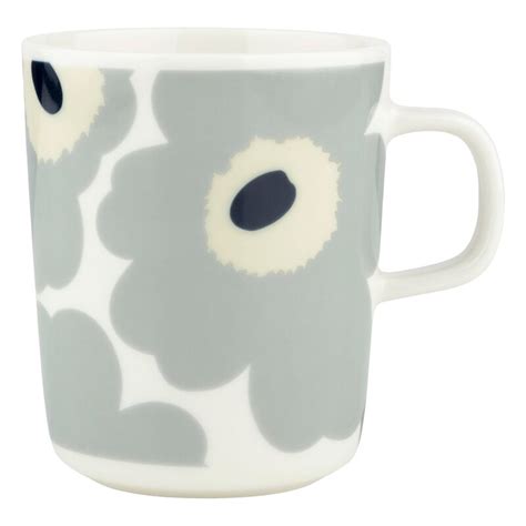 Marimekko Oiva Unikko Mug 25 Dl White Light Grey Sand Dark