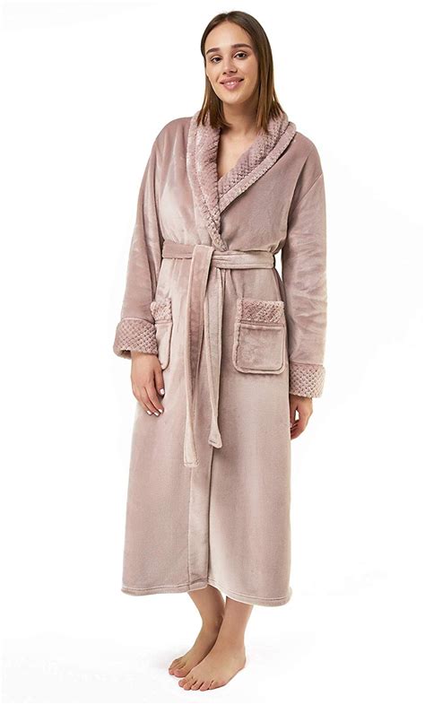 Turquaz Linen Womens Plush Soft Warm Fleece Bathrobe Comfy Womens