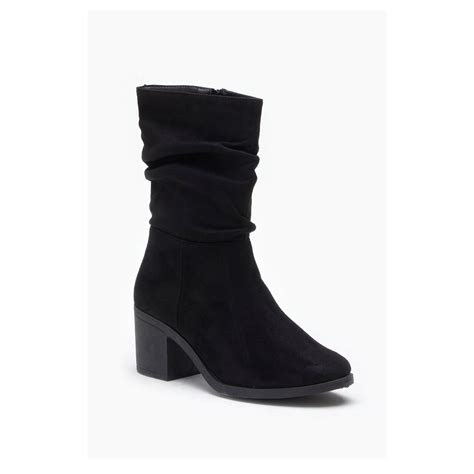 Be You Faux Suede Slouch Block Heel Boot Studio