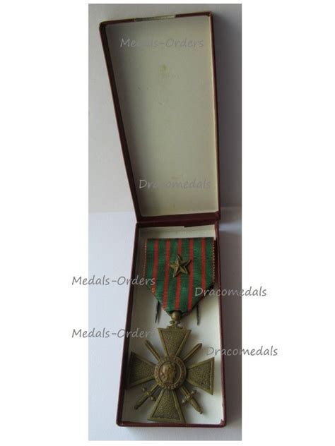 France WWI WW1 War Cross Croix De Guerre 1914 1918 Boxed Bronze Star