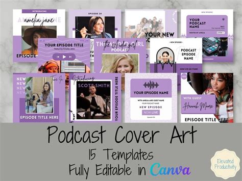 Podcast Cover Art Templates Canva Templates Podcast Etsy