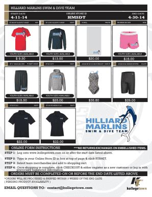 Fillable Online Hilliard Marlins Swim Dive Team Item Online Form