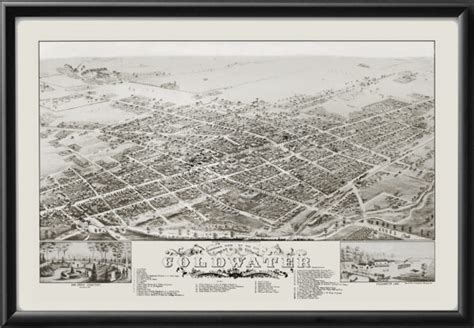 Coldwater MI 1883 Restored Map | Vintage City Maps