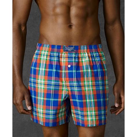 Ralph Lauren Polo Mens Plaid Woven Boxer In Blue For Men Lyst