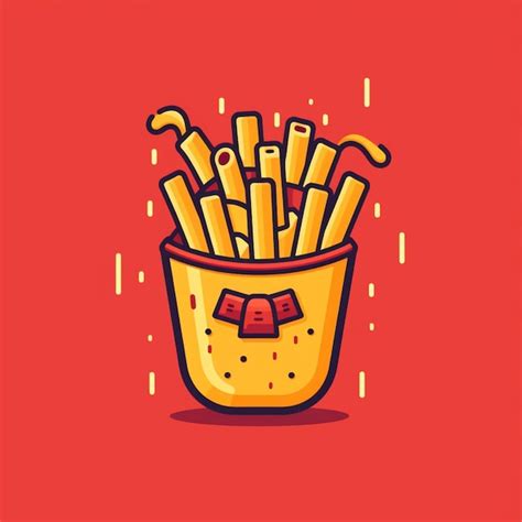 Premium AI Image Flat Color French Fries Logo Vector