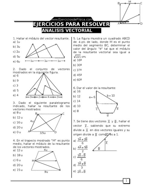 Analisis Vectorial Ejercicios Para Resolver Cálculo Vectorial Vector Euclidiano