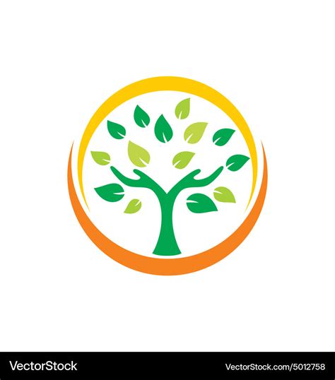 Hand Tree Ecology Plant Logo Royalty Free Vector Image