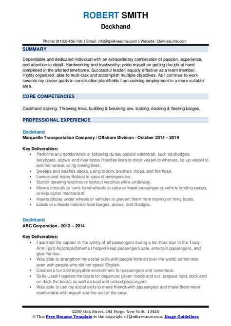 10 Deckhand Resume Samples And Templates For 2025