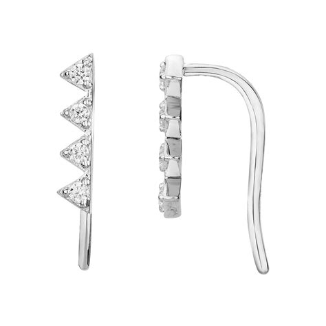 Boucles D Oreilles Puces En Argent Avec Oxyde De Zirconium Blanc The