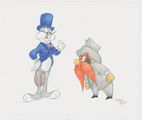 Virgil Ross Drawing Of Bugs Bunny And Yosemite Sam