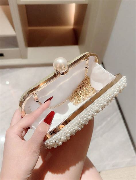 Moonlit Evebag Women S Fashionable Romantic Pearl Encrusted Clutch For