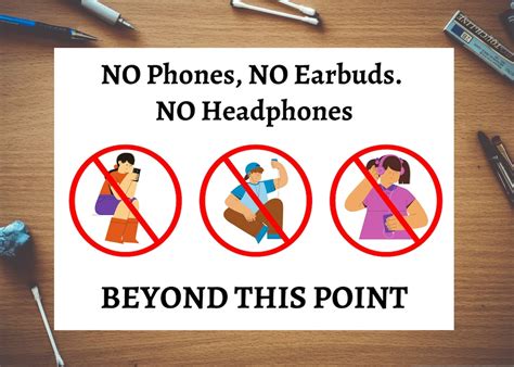 No Cell Phones No Earbuds No Headphones Signs 13 Back To School