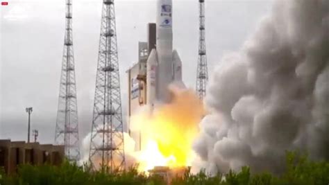 Breathtaking Moment ESA Rocket Launches On Mission To Jupiters Ocean