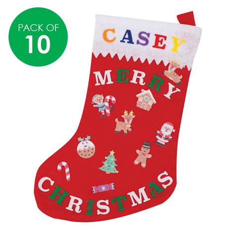 Large Felt Christmas Stockings Pack Of 10 Cleverpatch Cleverpatch