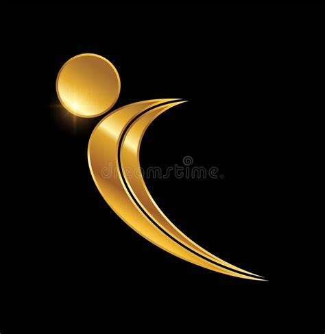 Golden Swoosh People Logo Vector Illustration Stock Vector