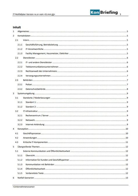 Vorlage IT Notfallplan KonBriefing