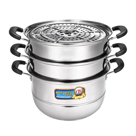 2832cm 3 Tier Stainless Steel Steamer Cookware Steam Pot Set Kitchen