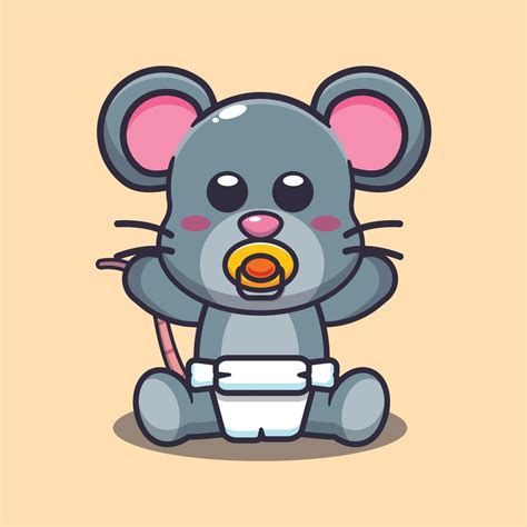 Cute baby mouse cartoon vector illustration 6664544 Vector Art at Vecteezy