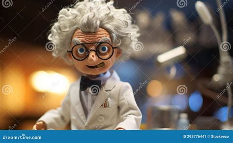 Mad Scientist Doll A Close Up Photo Of A Toy Scientist With Glasses