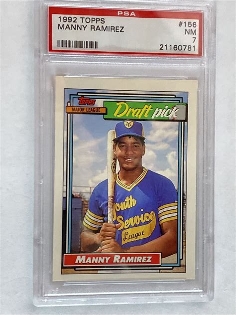 1992 Topps Draft Pick 156 Manny Ramirez Rookie Card RC PSA Near Mint