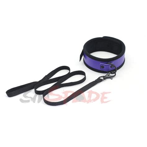 Smspade Purple Pu Neck Collar Strap Sex Slave Neck Collar Bondage
