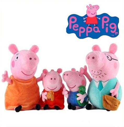 4 Pelúcias Família Peppa Pig George Mamãe E Papai Músical Pelúcia