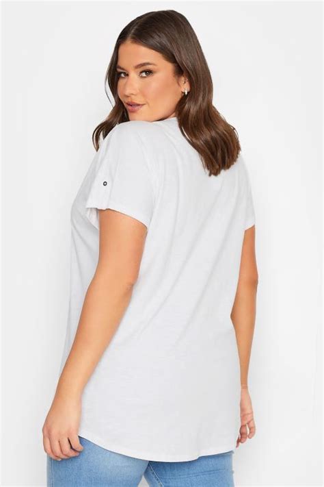 Yours Curve Plus Size White Henley T Shirt Yours Clothing