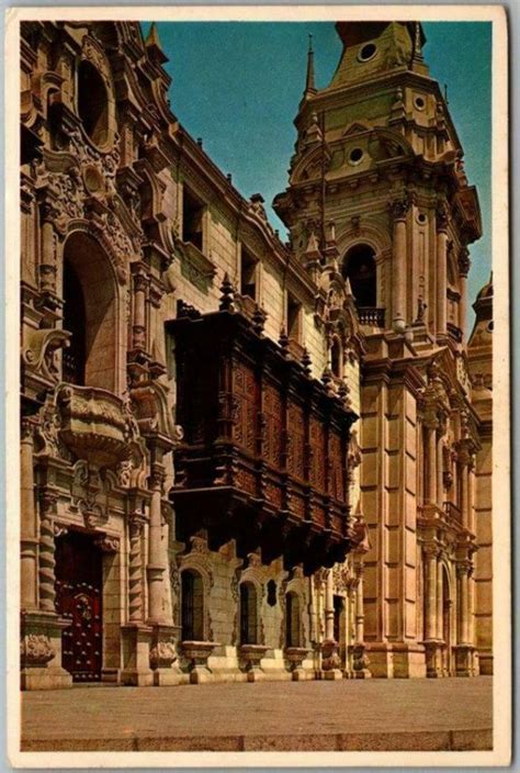 Vintage 1969 LIMA PERU Postcard Archbishop S Palace W Cancel