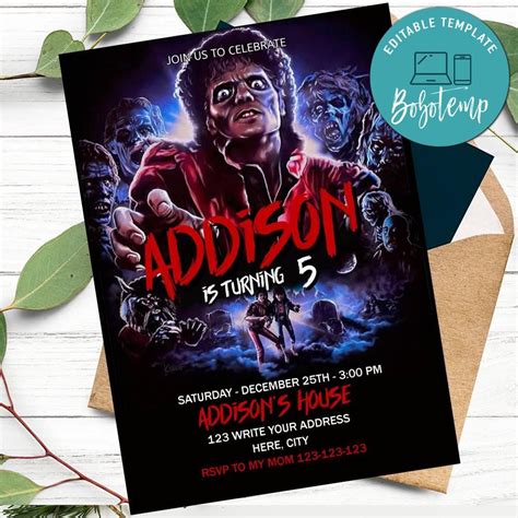 Thriller John Landis Invitation Customizable Template DIY | Bobotemp