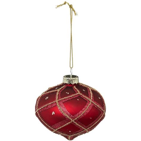 Weihnachtskugel Tropfen Rot Gold Glas 80mm Feeric Lights Christmas