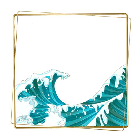 Ocean Waves Hd Transparent, Abstract Ocean Waves Border Big Waves Gold ...