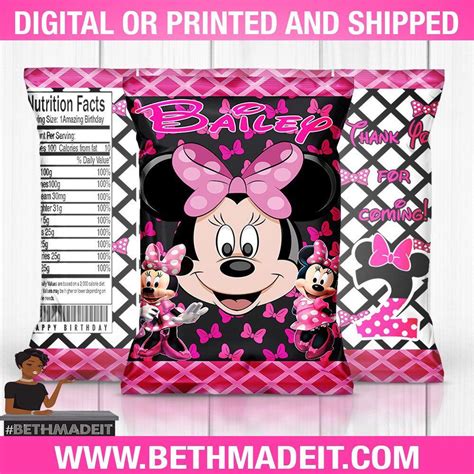 Mickey Minnie Mouse Carnival Chip Bag Wrappers Digital Print Mickey