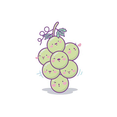 personagem de uvas ilustração em vetor kawaii bonito dos desenhos