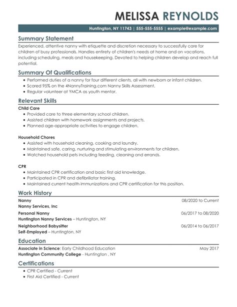 Nanny Resume Examples That Work In 2024