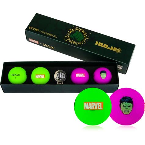 Volvik Vivid Golf Ball T Set Marvel Hulk