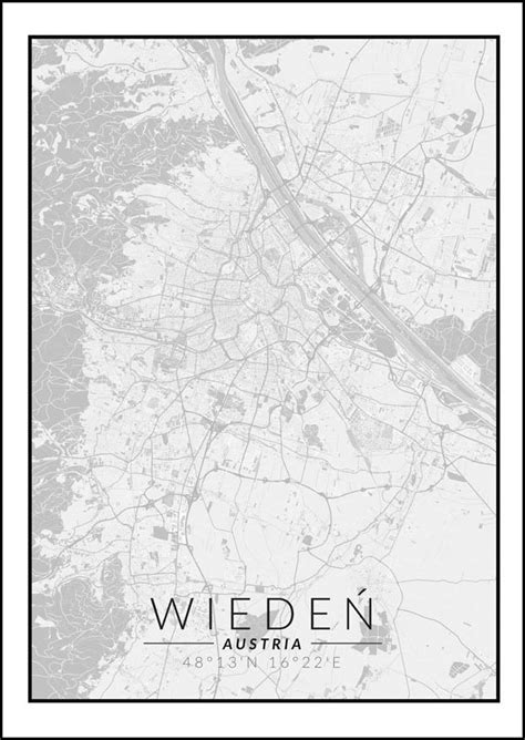 Galeria Plakatu Plakat Wiedeń Mapa Czarno Biała 61x91 5 cm Galeria