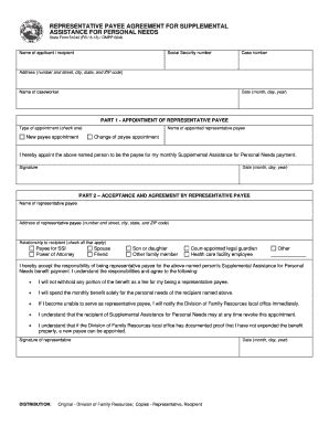 Fillable Online Forms In Representative Payee Agreement For