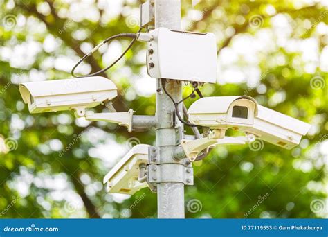 Cctv Security Camera Surveillance In The Park Stock Image Image Of