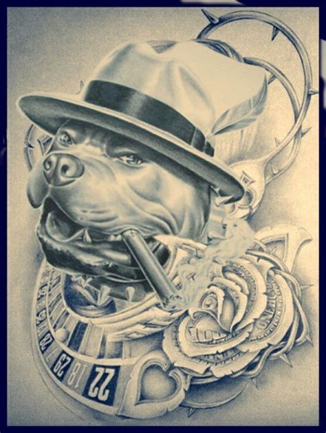 Pitbull Tattoo Chicano Style Tattoo Chicano Art Tattoos