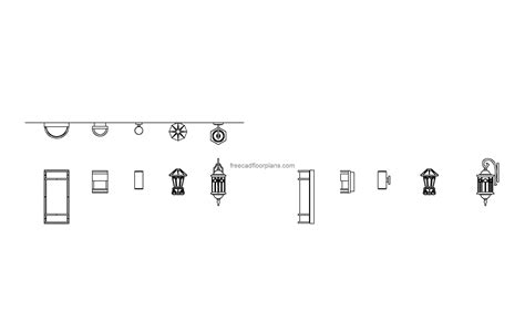 Wall Lamps, Plans+Elevations, AutoCAD Block - Free Cad Floor Plans